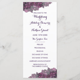 Paars Floral Wedding Programme Programmakaart