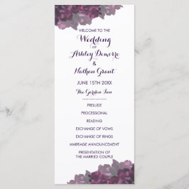 Paars Floral Wedding Programme Programmakaart