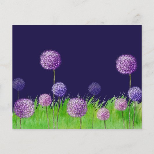 Paars Floral Wedding RSVP Kaart Flyer (Achterkant)