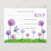 Paars Floral Wedding RSVP Kaart Flyer (Voorkant)