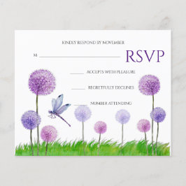 Paars Floral Wedding RSVP Kaart Flyer