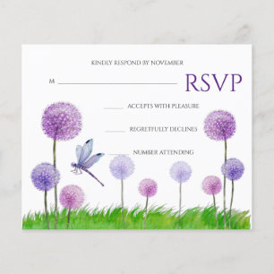 Paars Floral Wedding RSVP Kaart Flyer