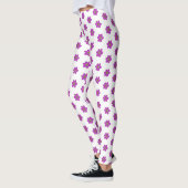Paars Floral White Pattern Leggings (Links)