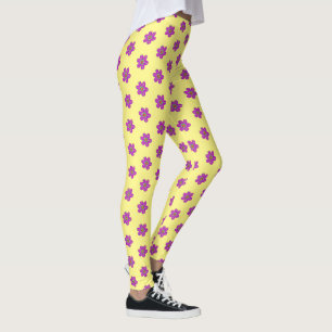 Paars Floral Yellow Pattern Leggings
