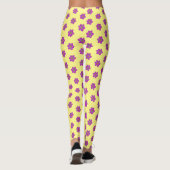 Paars Floral Yellow Pattern Leggings (Achterkant)