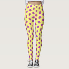 Paars Floral Yellow Pattern Leggings