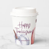 paars florale herfst Thanksgiving Papieren Bekers (Voorkant)