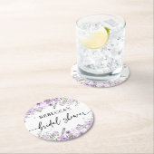 Paars Florals Vrijgezellenfeest Ronde Kartonnen Onderzetter (Insitu)