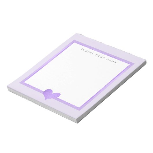 Paars Folie Hart Persoonlijk Notitieblok 14 cm x 1 (Linkerzijde)