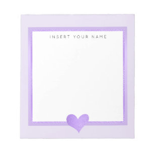 Paars Folie Hart Persoonlijk Notitieblok 14 cm x 1