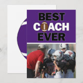 Paars Football Coach Best Ever Custom Foto Bedankkaart (Voorkant / Achterkant)