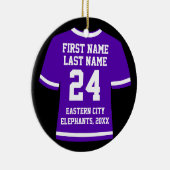 Paars Football Soccer Hockey Sports Jersey Keramisch Ornament (Rechts)