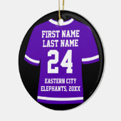 Paars Football Soccer Hockey Sports Jersey Keramisch Ornament (Links)