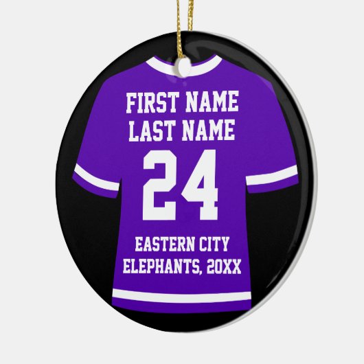 Paars Football Soccer Hockey Sports Jersey Keramisch Ornament (Links)