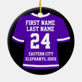 Paars Football Soccer Hockey Sports Jersey Keramisch Ornament (Achterkant)