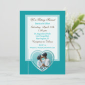 Paar's Foto Blauwgroen Elegant Bruiloft Kaart (Staand voorkant)