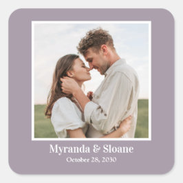Paars Foto Engagement Party Vierkante Sticker