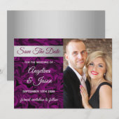 Paars Foto Huwelijk Save The Date (Voorkant / Achterkant)