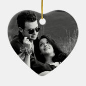 Paar's foto roze witte sneeuwvlok personaliseren keramisch ornament (Achterkant)