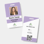 Paars | Foto Werknemerslogo of QR CODE Beveiliging Badge (Voor- en achterkant)