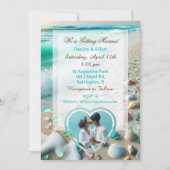 Paar's Foto Zee Glas Kustbruiloft Kaart (Voorkant)