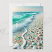 Paar's Foto Zee Glas Kustbruiloft Kaart (Achterkant)