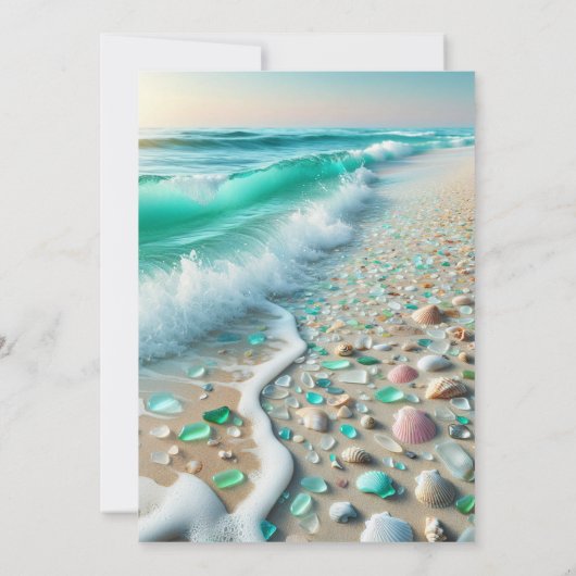 Paar's Foto Zee Glas Kustbruiloft Kaart (Achterkant)