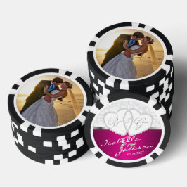 Paar's fotoweddenschap in Hot Pink Poker Chips