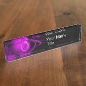 PAARS FRACTAAL ROOS IN ZWART, Abstracte ZWEMEN Naambordje (Zijkant)