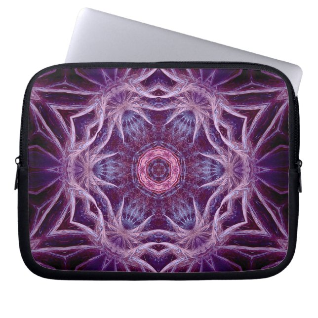 Paars fractal Hexagon Star Art Notitieboek Laptop Sleeve (Voorkant)