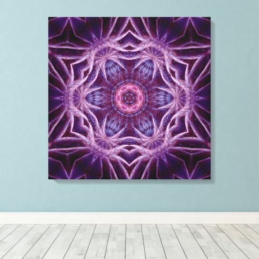 Paars Fractal Hexagon Star Canvas (Insitu (Houten vloer))