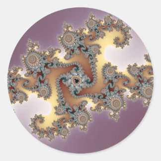 Paars - Fractal Ronde Sticker