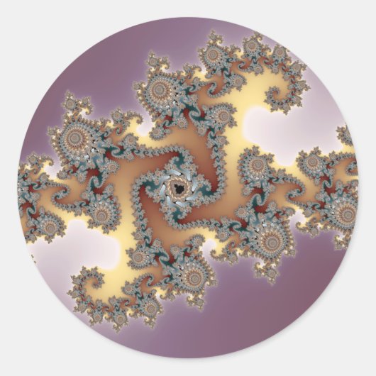 Paars - Fractal Ronde Sticker (Voorkant)