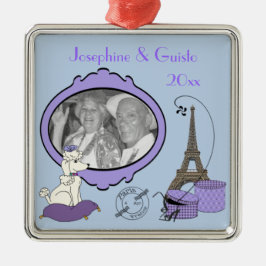 Paars-French Thmed Photo Keepomwille Ornament