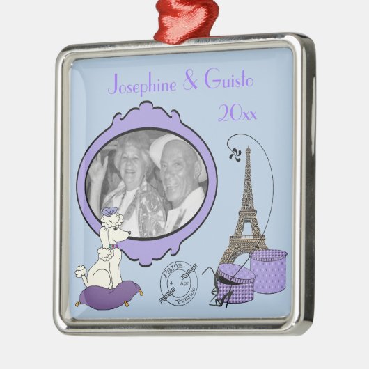 Paars-French Thmed Photo Keepomwille Ornament (Links)