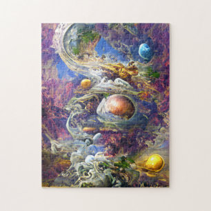 Paars galaxsysteem legpuzzel