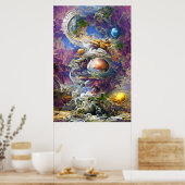 Paars galaxsysteem poster (Keuken)