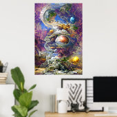 Paars galaxsysteem poster (Thuiskantoor)