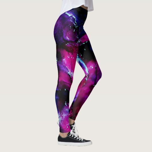 Paars Galaxy Alcohol Ink Abstract Leggings (Rechts)