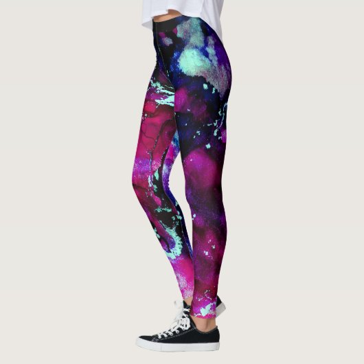 Paars Galaxy Alcohol Ink Abstract Leggings (Links)