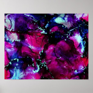 Paars Galaxy Alcohol Ink Abstract Poster