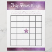 Paars Galaxy Baby shower Bingo Game (Voorkant)