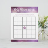 Paars Galaxy Baby shower Bingo Game (Staand voorkant)