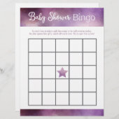 Paars Galaxy Baby shower Bingo Game (Voorkant / Achterkant)