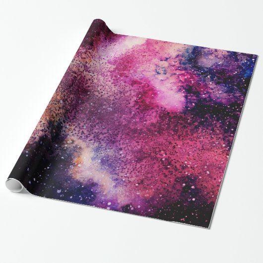 Paars Galaxy Cadeaupapier (Uitgerold)
