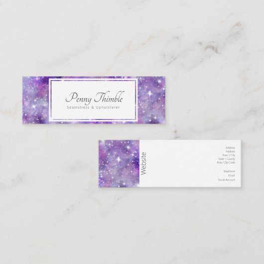 Paars Galaxy en sterren Mini Visitekaartje (Voorkant / Achterkant)