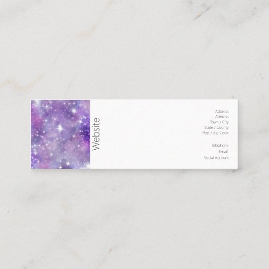 Paars Galaxy en sterren Mini Visitekaartje (Achterkant)