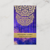 Paars Galaxy Faux Gold Foil Mandala Pattern   Visitekaartje (Voorkant)