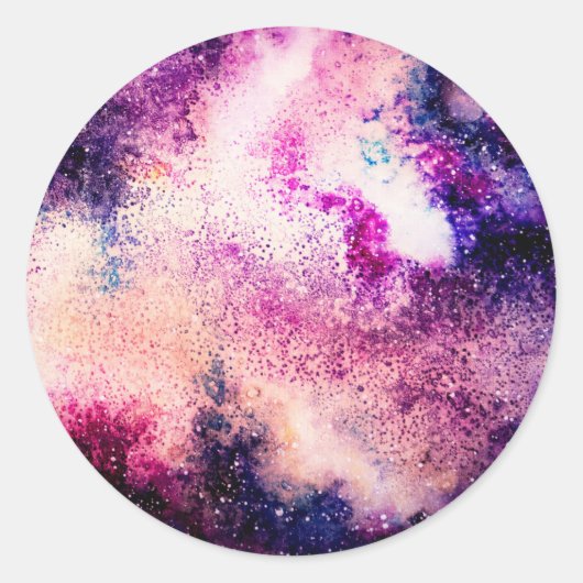 Paars Galaxy Ronde Sticker (Voorkant)