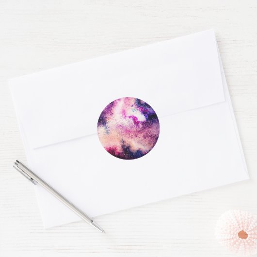 Paars Galaxy Ronde Sticker (Envelop)
